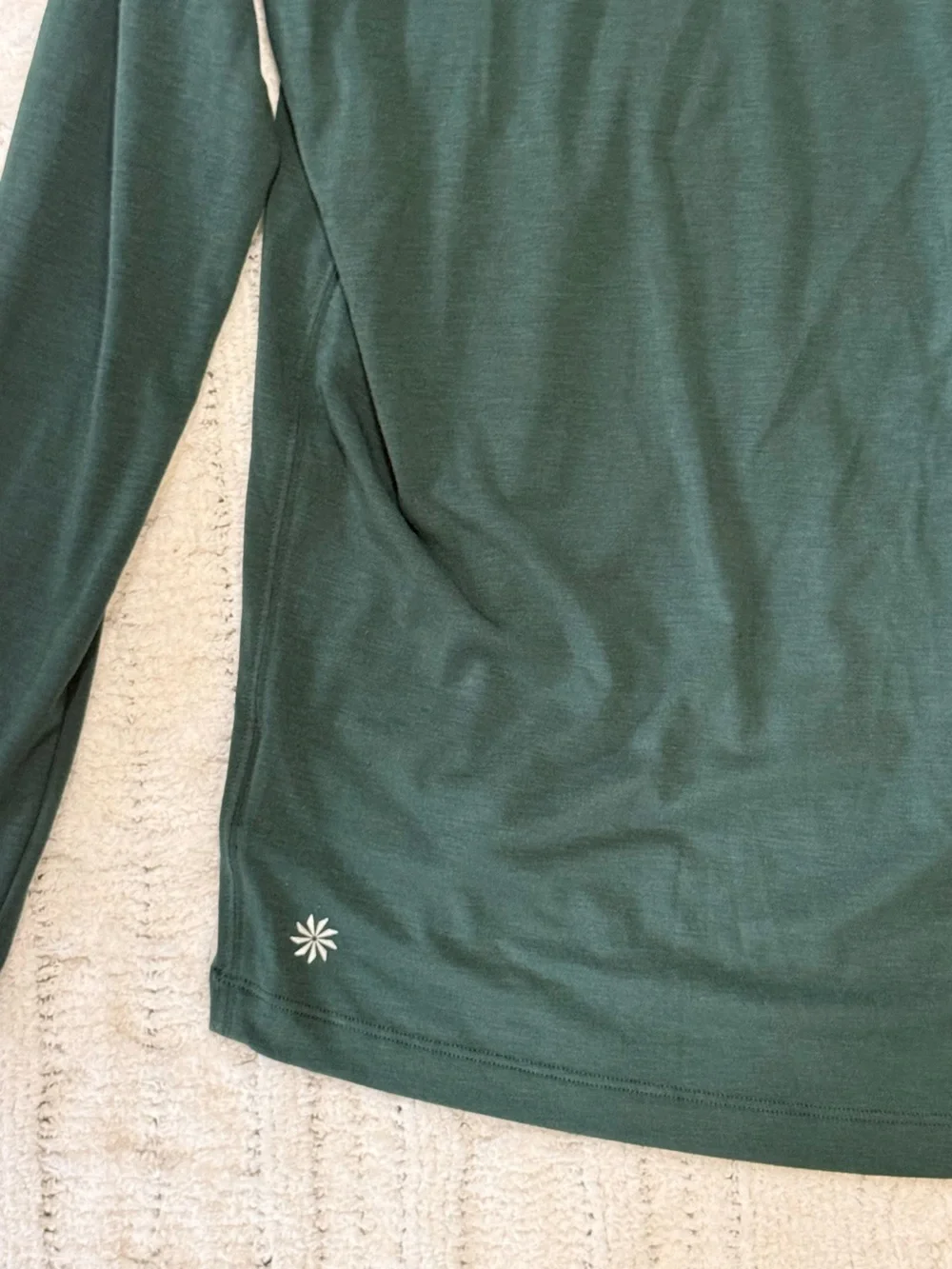 Athleta With Ease Top Forest Green Split Back High Low Tunic Size Small